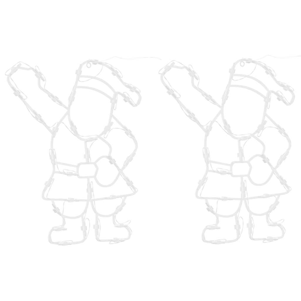 Luces de Navidad Santa Silueta 2 piezas 35 LEDs blanco cálido