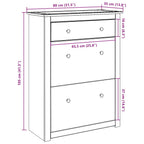 Mueble zapatero PANAMA madera maciza de pino 80x35x105 cm