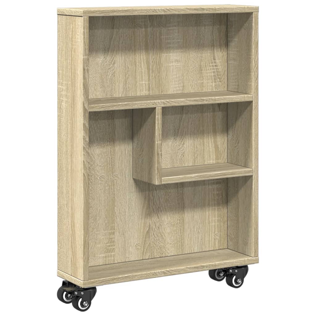 Carrito de almacenaje estrecho roble Sonoma 48x13x68 cm madera de ingeniería
