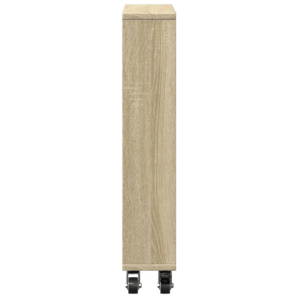 Carrito de almacenaje estrecho roble Sonoma 48x13x68 cm madera de ingeniería