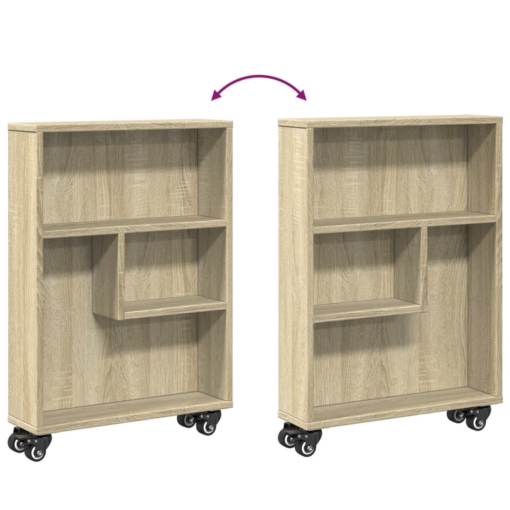 Carrito de almacenaje estrecho roble Sonoma 48x13x68 cm madera de ingeniería