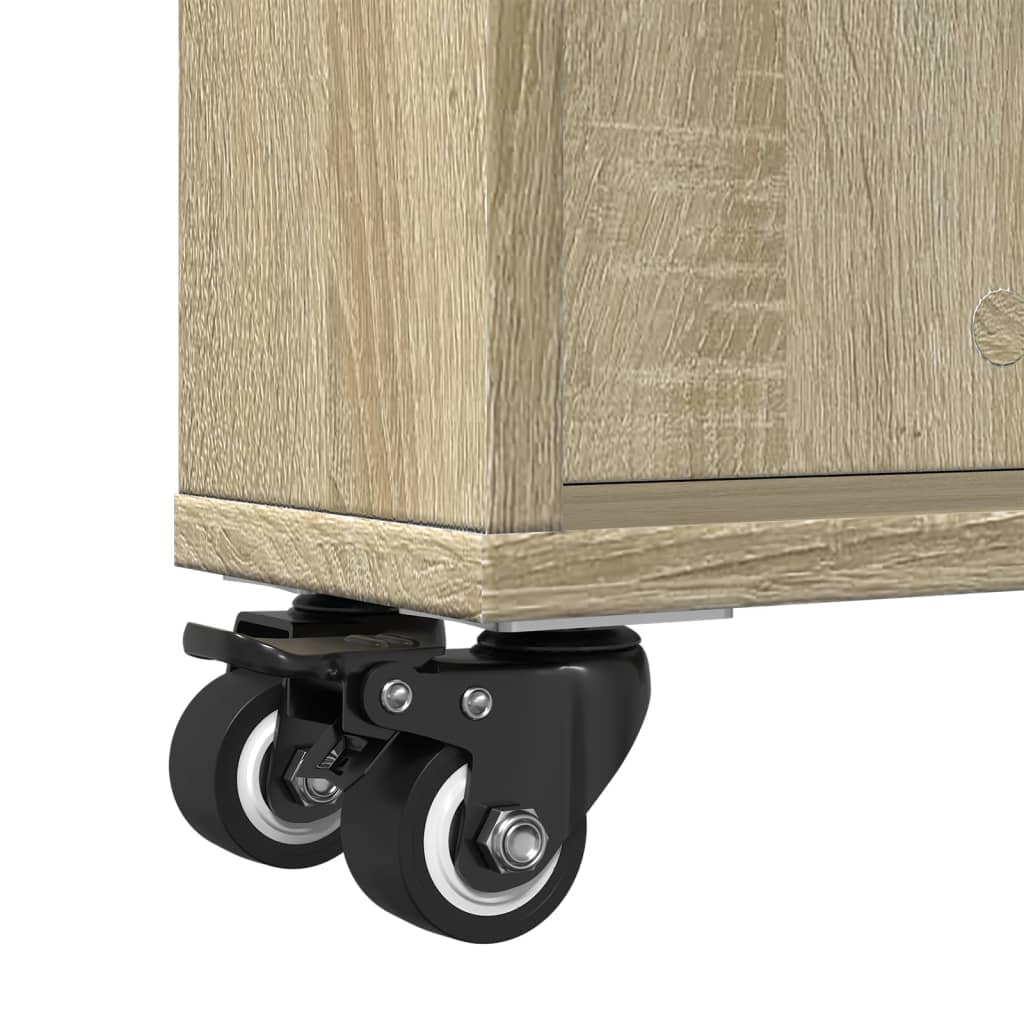 Carrito de almacenaje estrecho roble Sonoma 48x13x68 cm madera de ingeniería