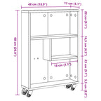 Carrito de almacenaje estrecho roble Sonoma 48x13x68 cm madera de ingeniería