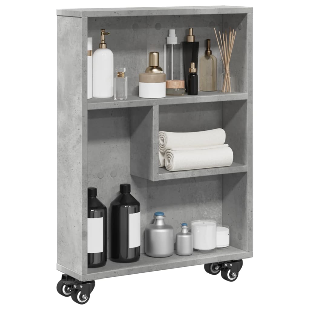 Narrow storage trolley, white wood, 48x13x68 cm