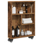 Narrow storage trolley, white wood, 48x13x68 cm