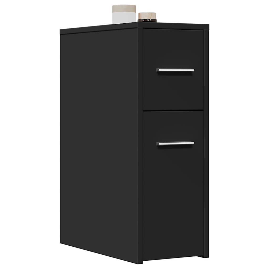 Narrow bathroom cabinet with wheels engineered wood white