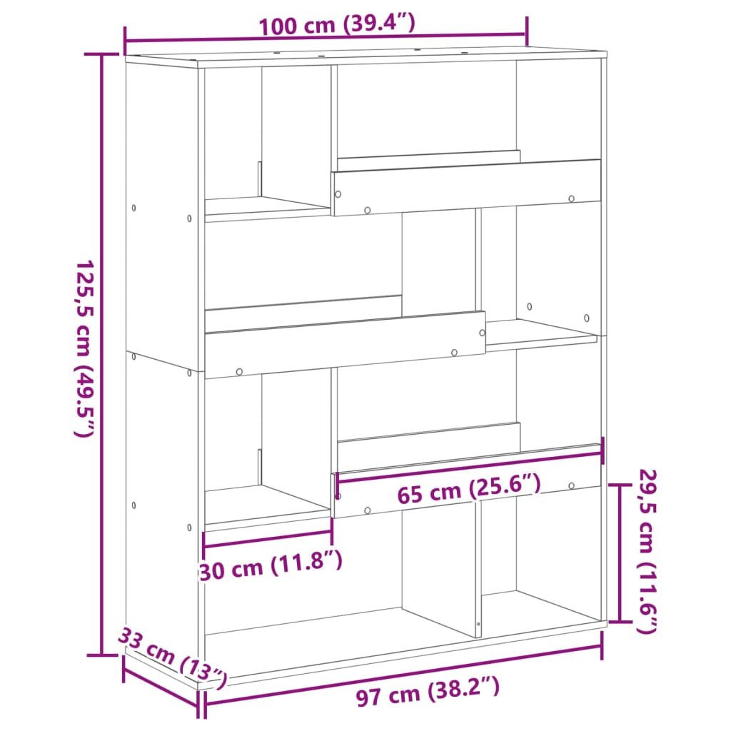 Estantería de madera de ingeniería blanca 100x33x125,5 cm