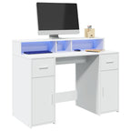 Escritorio con LED madera ingeniería envejecida 120x55x91 cm