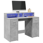 Escritorio con LED madera ingeniería envejecida 120x55x91 cm