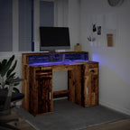 Escritorio con LED madera ingeniería envejecida 120x55x91 cm