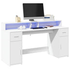 Escritorio con LED madera ingeniería envejecida 120x55x91 cm