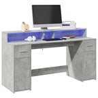 Escritorio con LED madera ingeniería envejecida 120x55x91 cm
