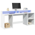 Escritorio con LED madera ingeniería envejecida 120x55x91 cm