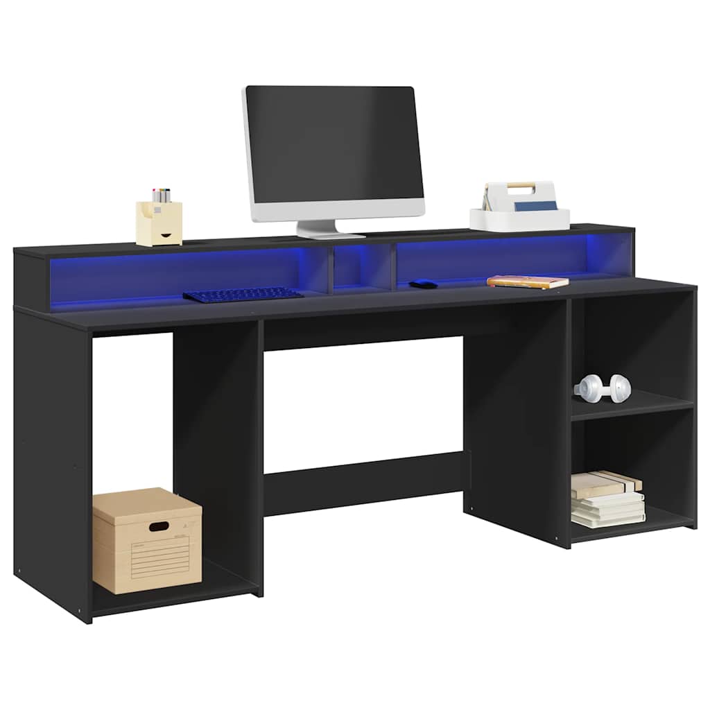 Escritorio con LED madera ingeniería envejecida 120x55x91 cm
