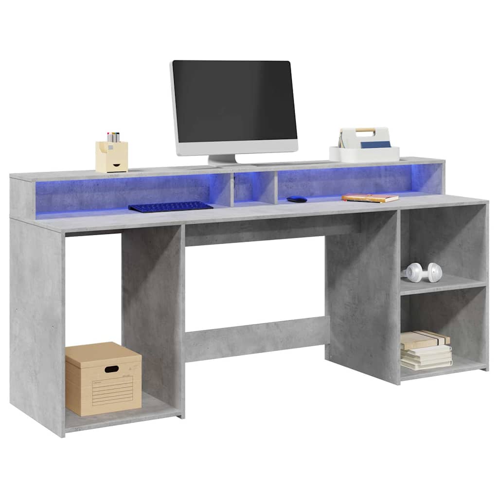 Escritorio con LED madera ingeniería envejecida 120x55x91 cm