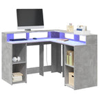 Escritorio con LED madera ingeniería envejecida 120x55x91 cm