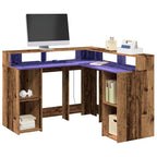 Escritorio con LED madera ingeniería envejecida 120x55x91 cm