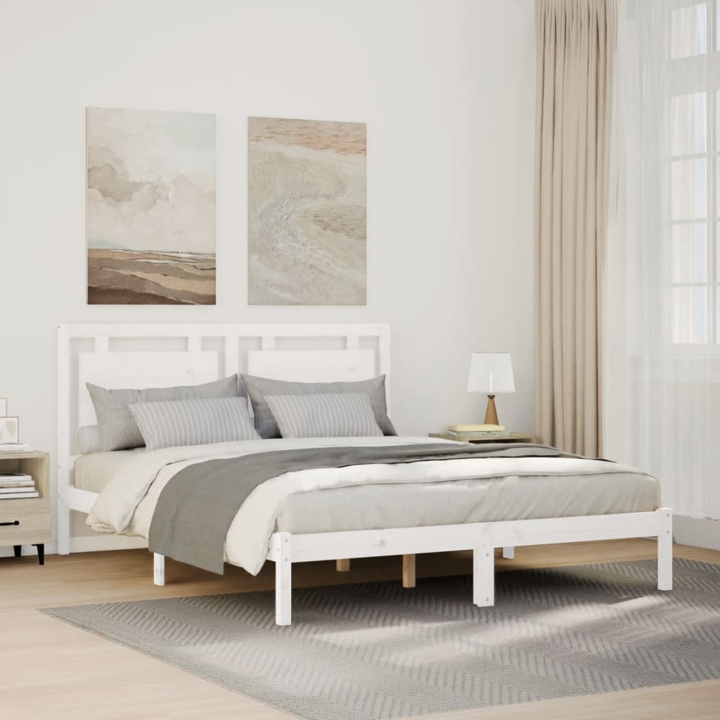 Cama con cabecero madera de ingeniería blanca 90x190 cm