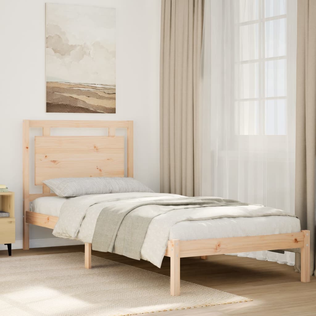 Cama con cabecero madera de ingeniería blanca 90x190 cm