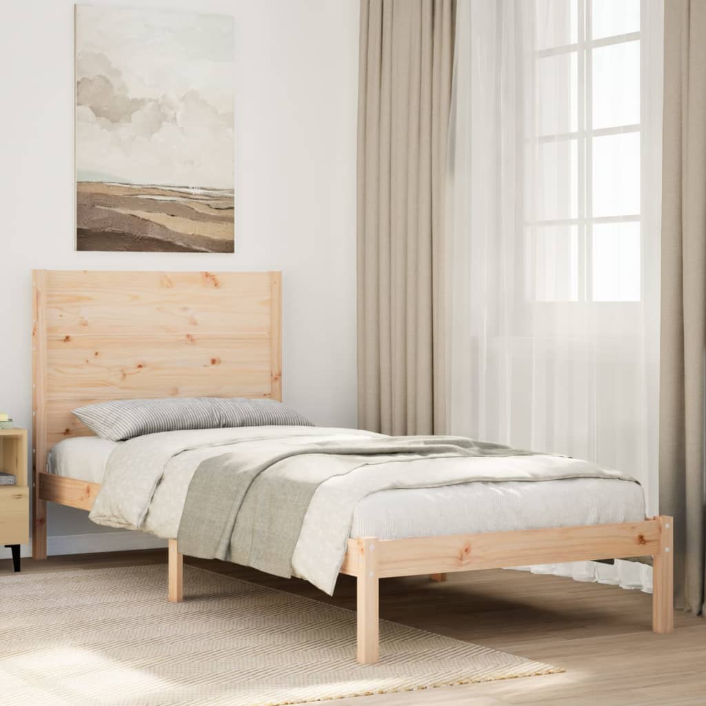 Cama con cabecero madera de ingeniería blanca 90x190 cm