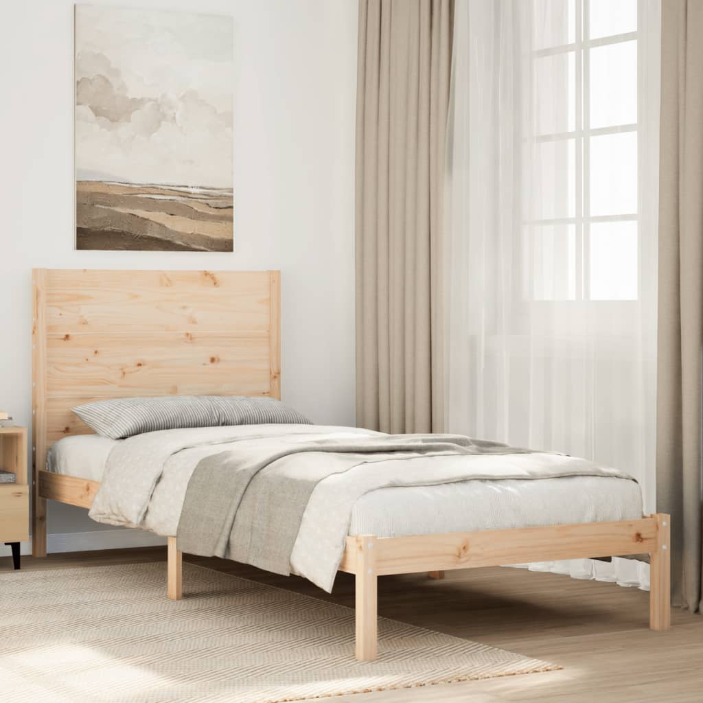 Cama con cabecero madera de ingeniería blanca 90x190 cm