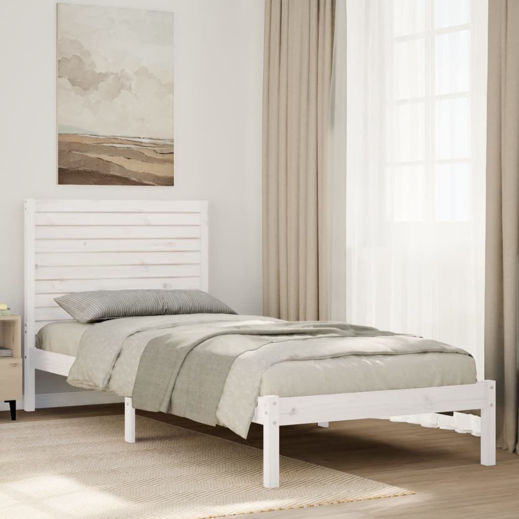 Cama con cabecero madera de ingeniería blanca 90x190 cm