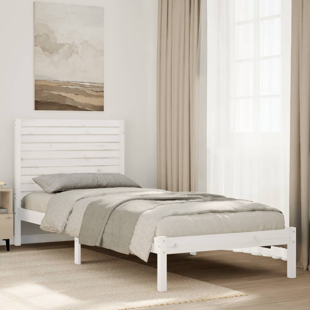 Cama con cabecero madera de ingeniería blanca 90x190 cm
