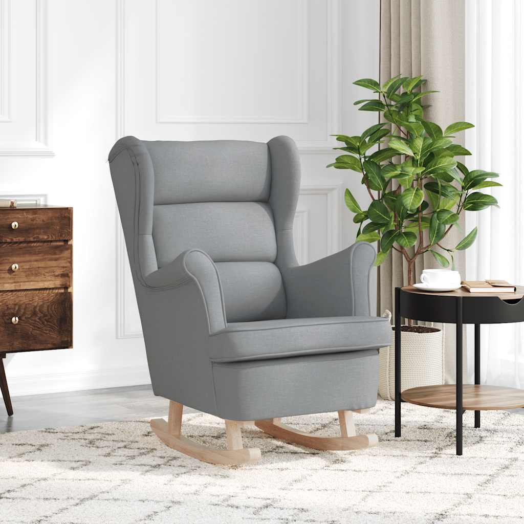 Silla mecedora de lino blanco 74x90x102 cm