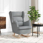 Silla mecedora de lino blanco 74x90x102 cm