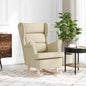Silla mecedora de lino blanco 74x90x102 cm
