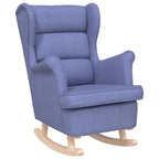 Silla mecedora de tela azul vaquero 74x90x102 cm