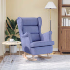 Silla mecedora de tela azul vaquero 74x90x102 cm