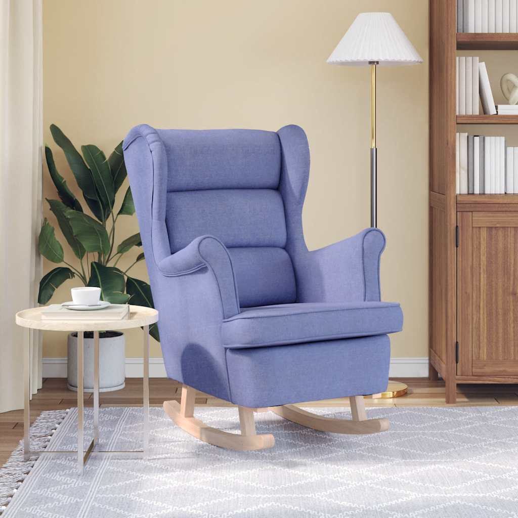 Silla mecedora de tela azul vaquero 74x90x102 cm