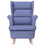 Silla mecedora de tela azul vaquero 74x90x102 cm