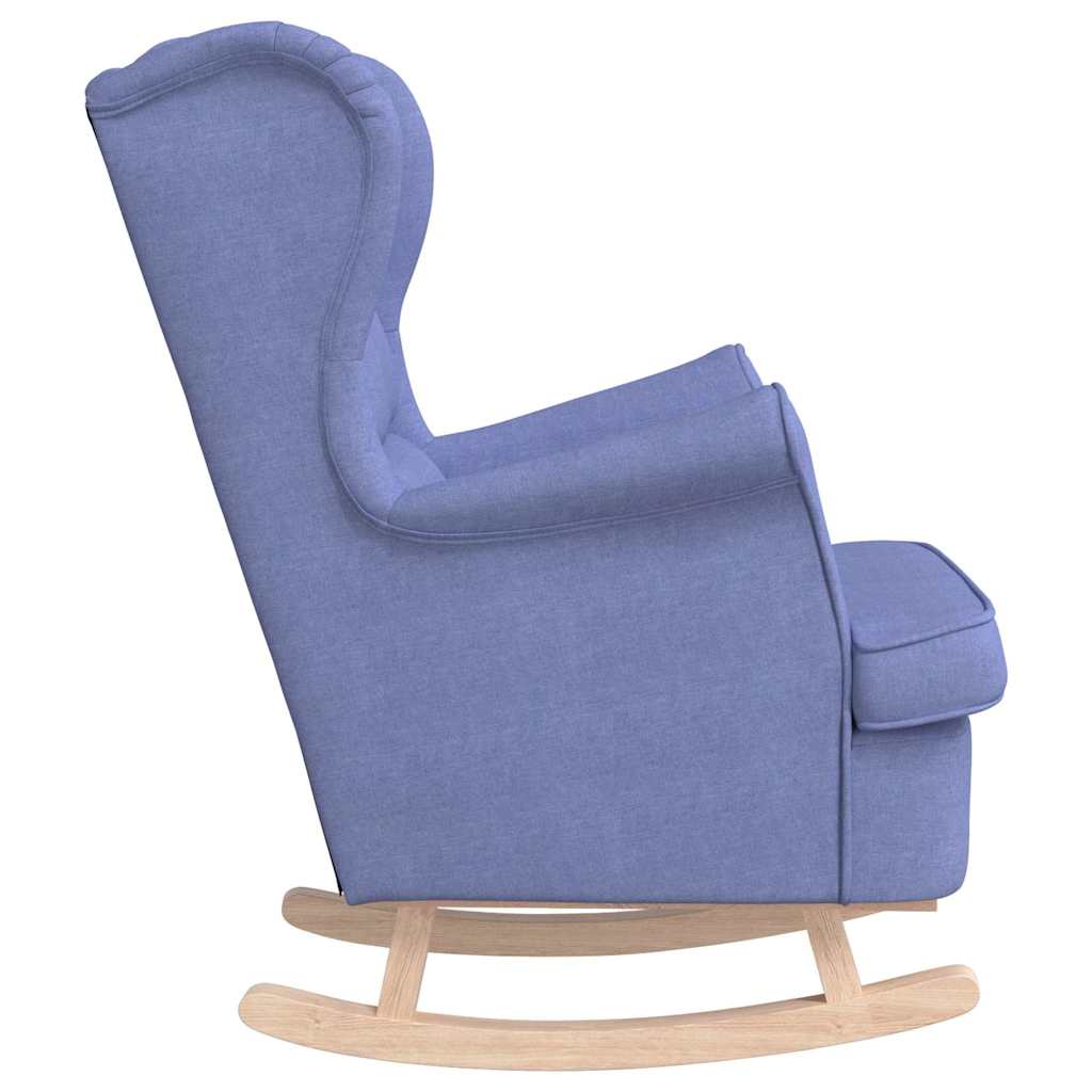 Silla mecedora de tela azul vaquero 74x90x102 cm