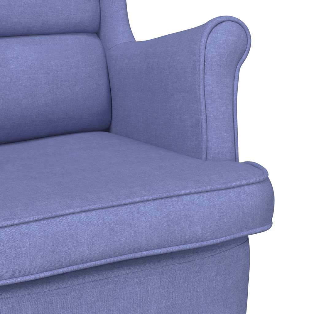 Silla mecedora de tela azul vaquero 74x90x102 cm