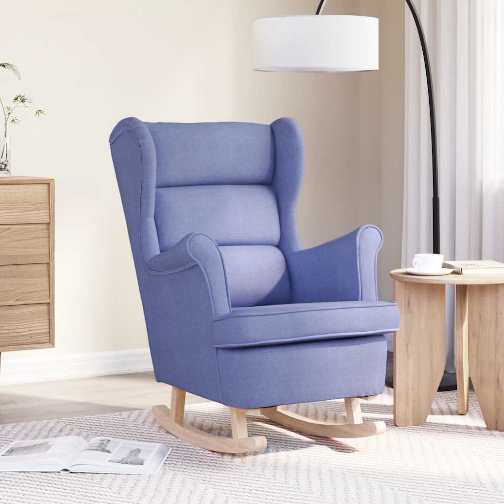 Silla mecedora de tela azul vaquero 74x90x102 cm