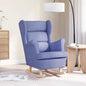 Silla mecedora de tela azul vaquero 74x90x102 cm