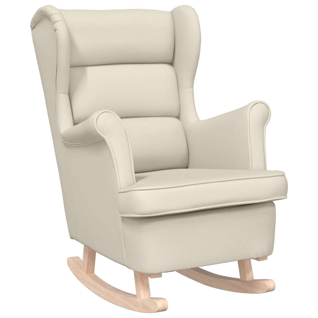 Silla mecedora de lino blanco 74x90x102 cm