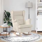 Silla mecedora de lino blanco 74x90x102 cm