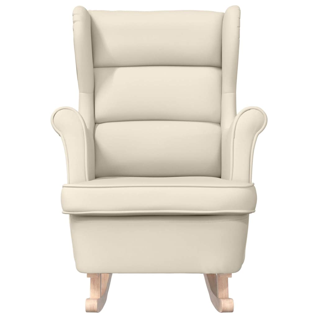 Silla mecedora de lino blanco 74x90x102 cm