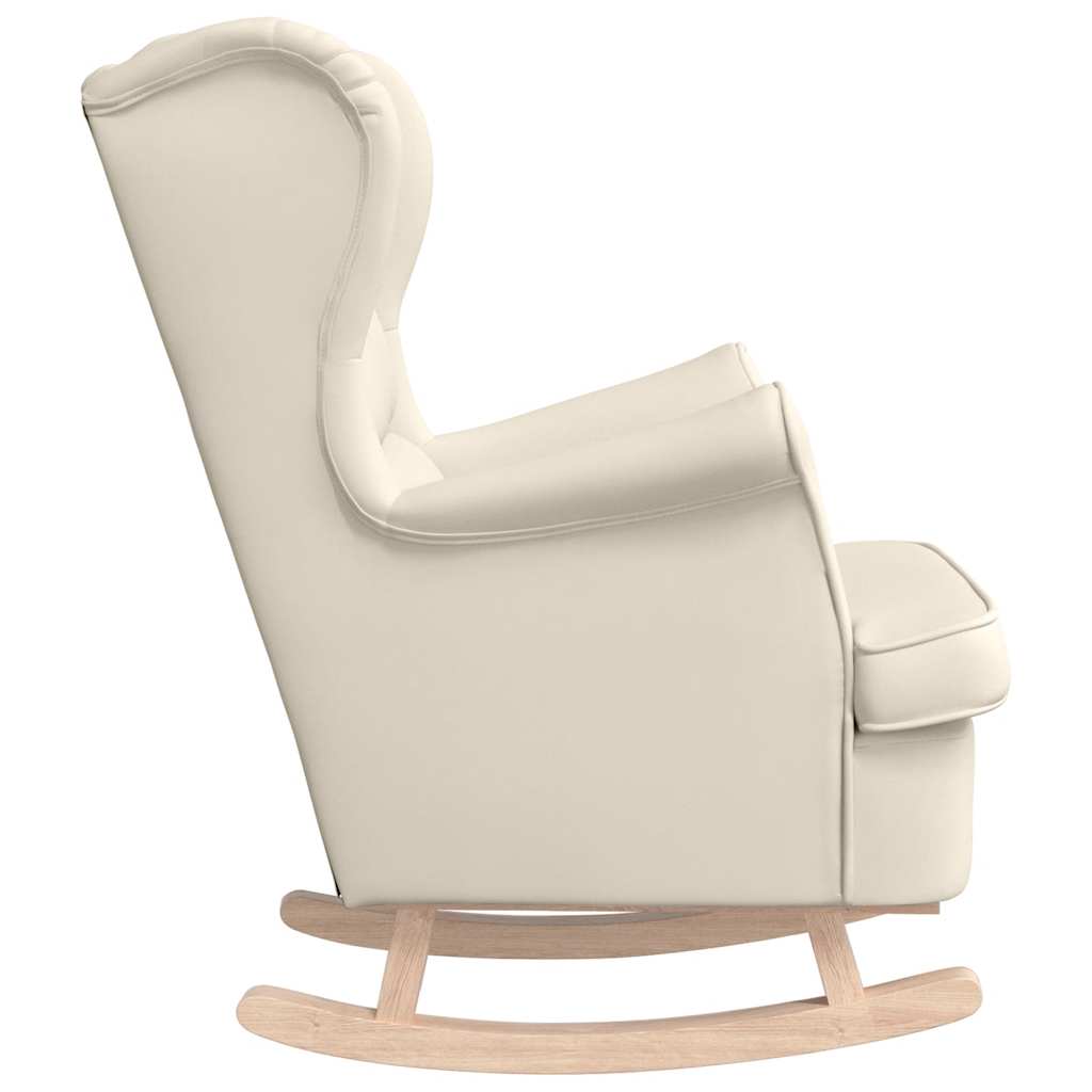 Silla mecedora de lino blanco 74x90x102 cm