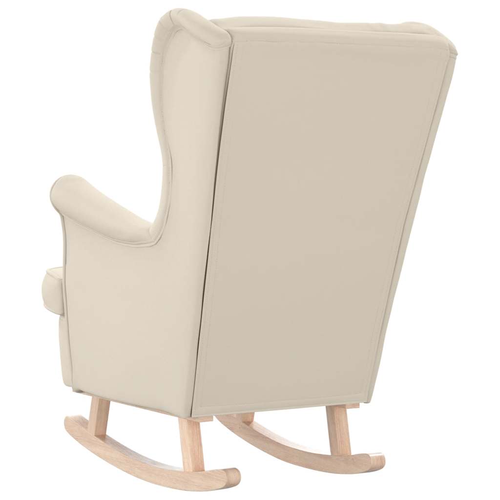 Silla mecedora de lino blanco 74x90x102 cm