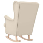 Silla mecedora de lino blanco 74x90x102 cm