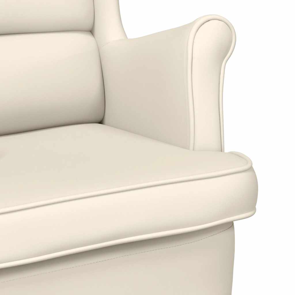 Silla mecedora de lino blanco 74x90x102 cm