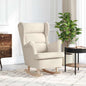 Silla mecedora de lino blanco 74x90x102 cm
