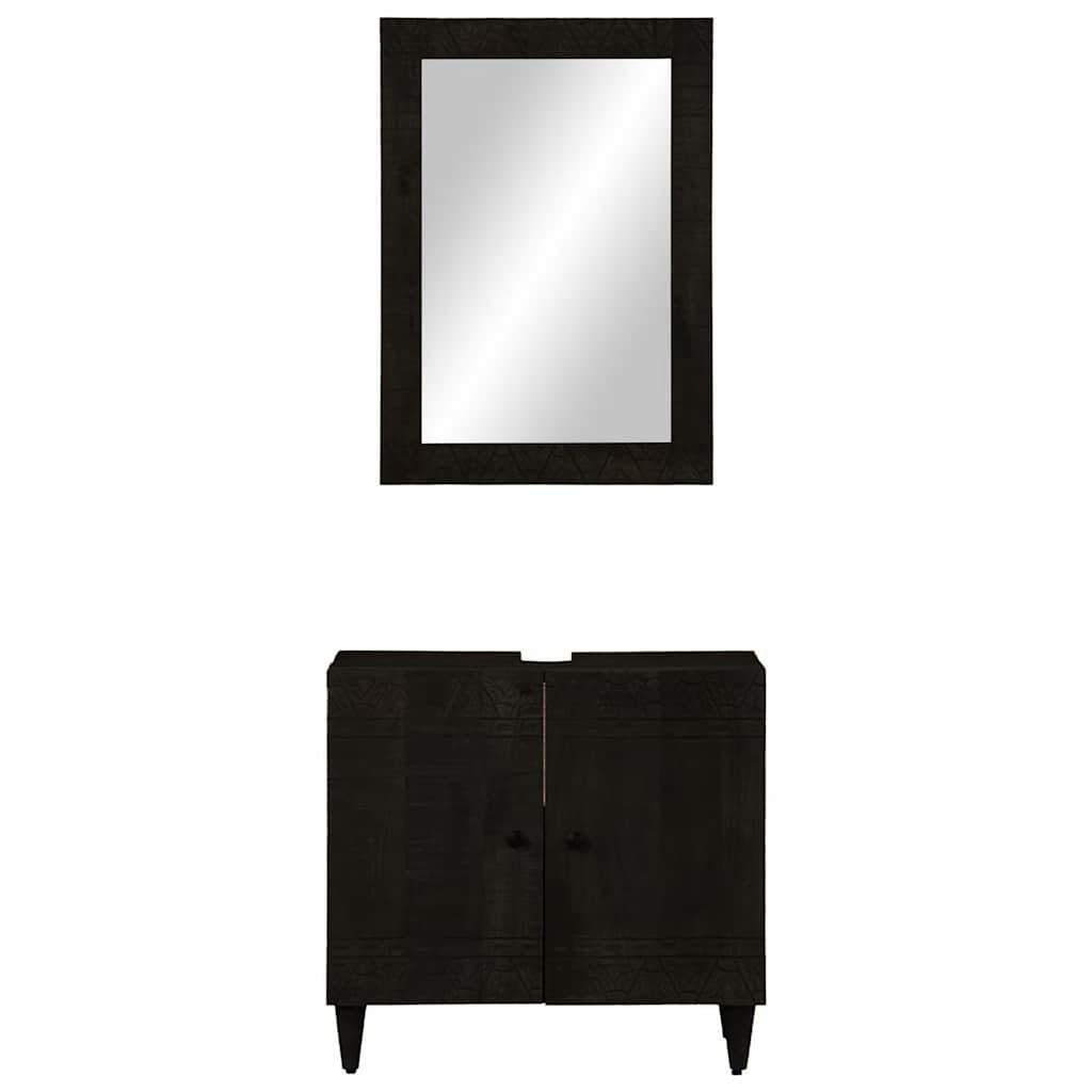 Conjunto de muebles de baño 2 piezas madera maciza de mango
