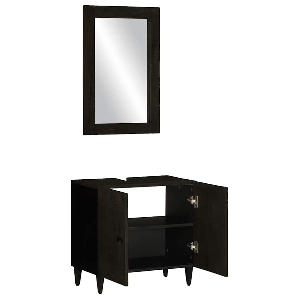 Conjunto de muebles de baño 2 piezas madera maciza de mango