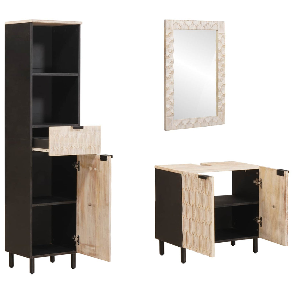 Juegos de Baño 3 pcs Acabado de Lavado Madera de mango maciza