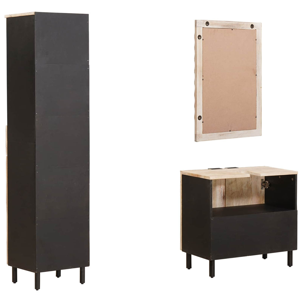 Juegos de Baño 3 pcs Acabado de Lavado Madera de mango maciza